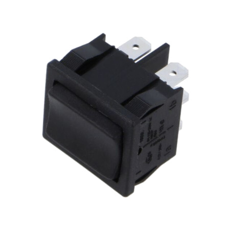 ROCKER; DPDT; Poz: 3; (ON)-OFF-(ON); 6A/250VAC; neagră; IP40; fără
