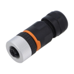 Conector: M12; mufă; PIN: 3; mamă; 250V; drept; IP67; pe cablu; aurit