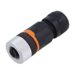 Conector: M12; mufă; PIN: 4; mamă; 250V; drept; IP67; pe cablu; aurit