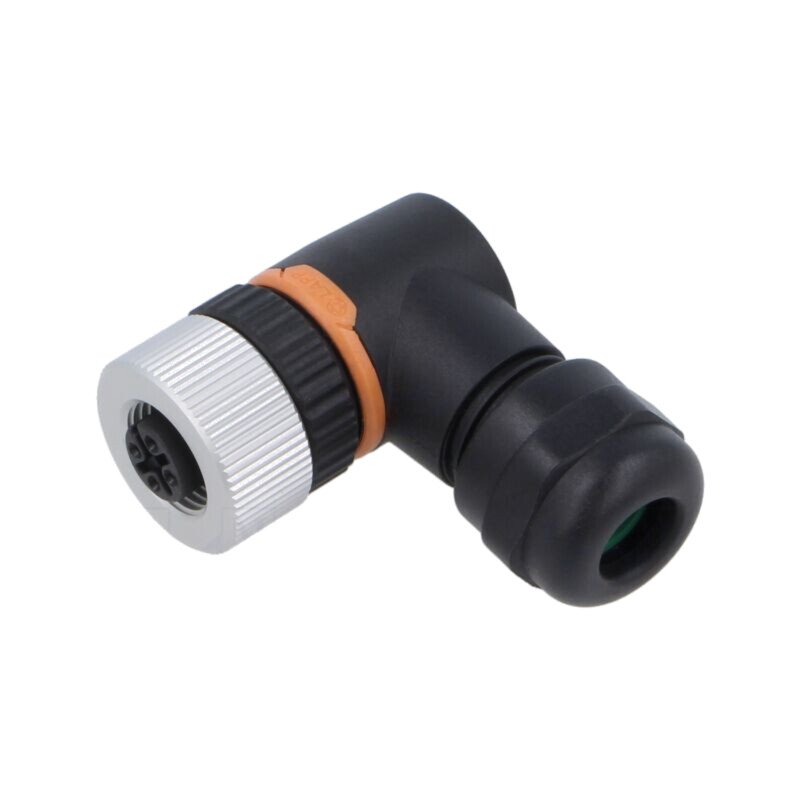 Conector: M12; mufă; PIN: 4; mamă; 250V; în unghi 90°; IP67; pe cablu Conector: M12; mufă; PIN: 4; mamă; 250V; în unghi 90°; IP67; pe cablu