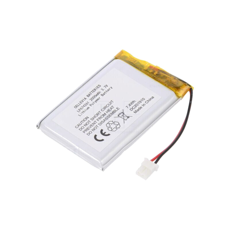 Acumul: Li-Po; 3,7V; 2000mAh; cabluri,contector MOLEX 5264-2P Acumul: Li-Po; 3,7V; 2000mAh; cabluri,contector MOLEX 5264-2P