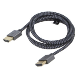 Cablu; HDMI mufă,din ambele părţi; PVC; textilă; 1m; negru și gri