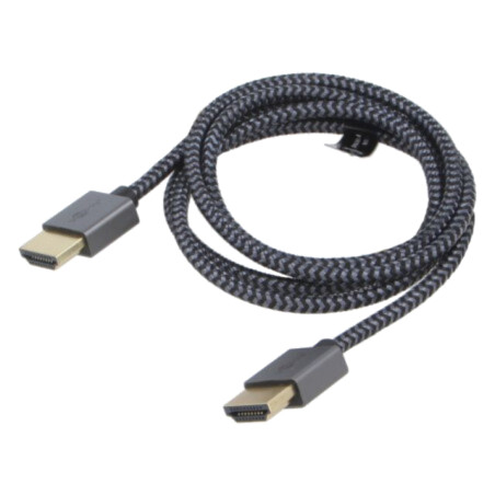 Cablu; HDMI mufă,din ambele părţi; PVC; textilă; 1m; negru și gri