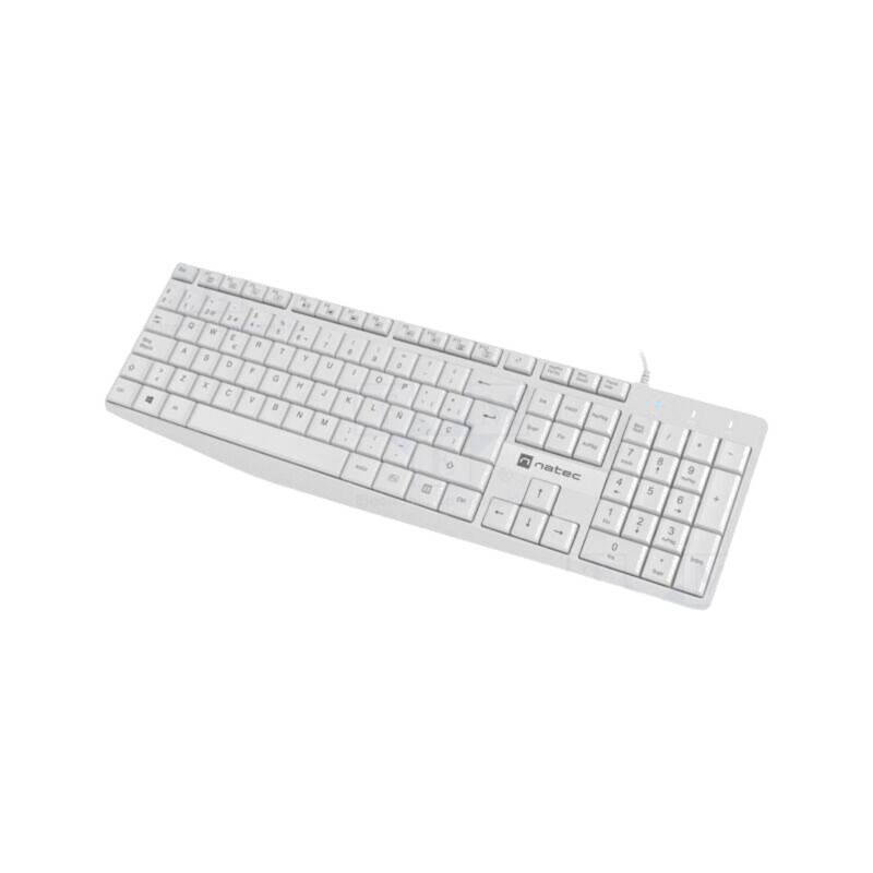 Tastatură; albă; USB A; ES layout,cu cablu,slim; Lung: 1,8m