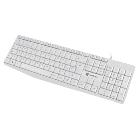 Tastatură; albă; USB A; ES layout,cu cablu,slim; Lung: 1,8m