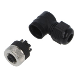 Conector: M12; mufă; mamă; 4A; 125V; PIN: 4; IP67; în unghi; pe cablu