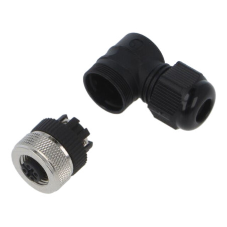 Conector: M12; mufă; mamă; 4A; 125V; PIN: 4; IP67; în unghi; pe cablu