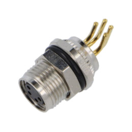 Conector: M8; soclu; mamă; 48V; 4A; PIN: 4; IP67; în unghi; THT