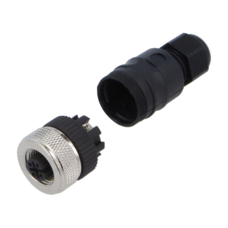 Conector: M12; mufă; mamă; 4A; 125V; PIN: 4; IP67; drept; pe cablu