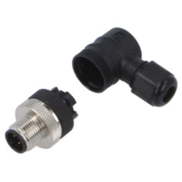 Conector: M12; mufă; tată; 4A; 125V; PIN: 4; IP67; în unghi; pe cablu