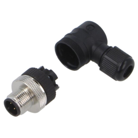 Conector: M12; mufă; tată; 4A; 125V; PIN: 4; IP67; în unghi; pe cablu