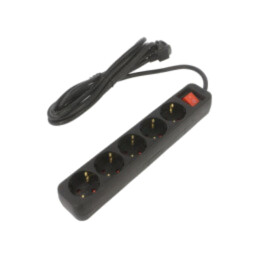 Prelungitor alimentare; 3x1mm2; Schuko; Prize: 5; gumă; negru; 3m