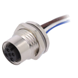 Conector: M12; soclu; PIN: 4; mamă; 250V; drept; IP67; cabluri; 4A