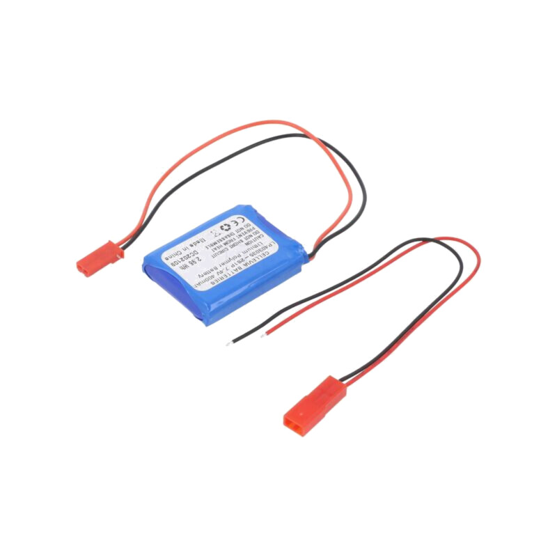 Acumul: Li-Po; 7,4V; 400mAh; cabluri,contector JST SYR-02T Acumul: Li-Po; 7,4V; 400mAh; cabluri,contector JST SYR-02T