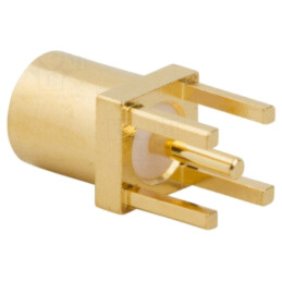 Conector: MMCX; soclu; mamă; drept; 50Ω; THT; pentru PCB; PTFE; aurit