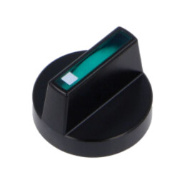 Buton rotativ; Culoare buton: verde; plastic; Ø18mm; Corp: neagră