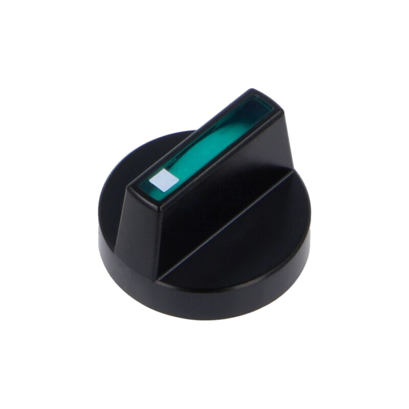 Buton rotativ; Culoare buton: verde; plastic; Ø18mm; Corp: neagră