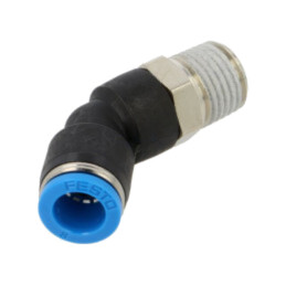 Racord push-in; în unghi de 45°; -0,95÷6bar; Filet: R 1/4"; QS