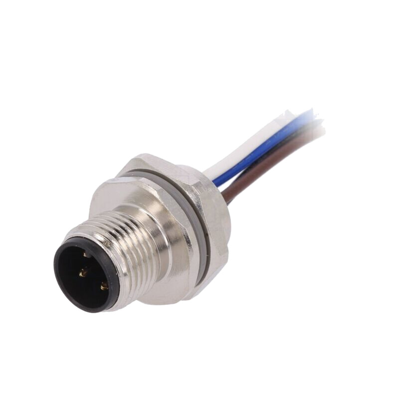 Conector: M12; soclu; PIN: 4; tată; 250V; drept; IP67; cabluri; 4A