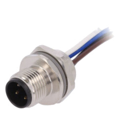 Conector: M12; soclu; PIN: 4; tată; 250V; drept; IP67; cabluri; 4A
