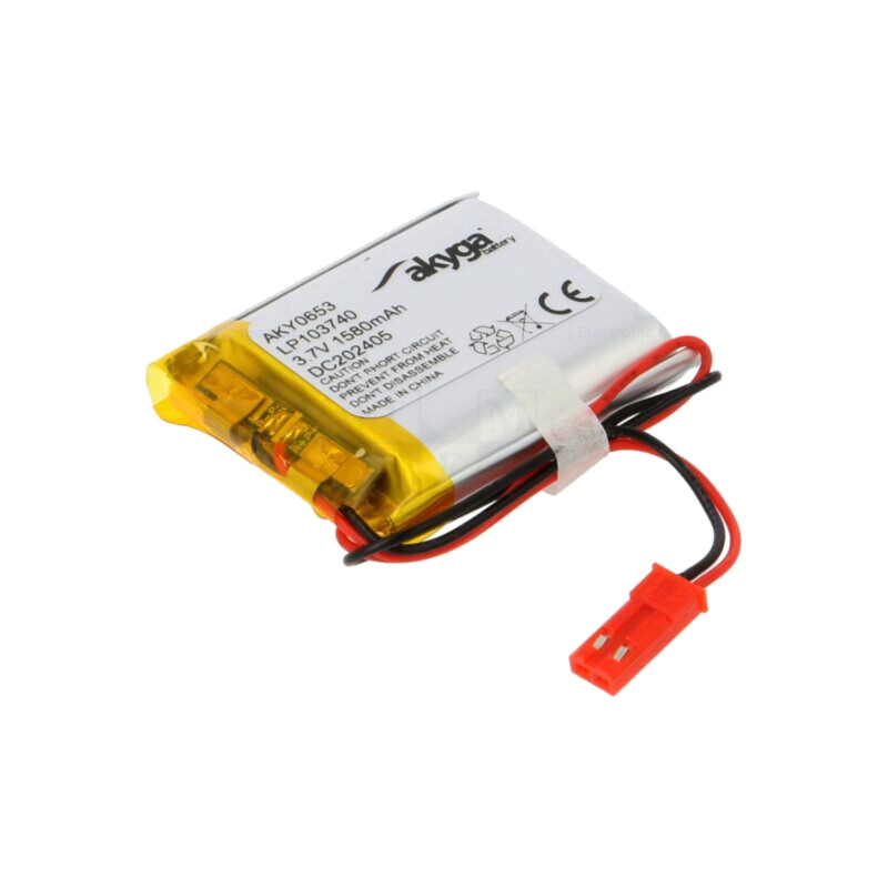 Acumul: Li-Po; 3,7V; 1580mAh; cabluri,contector JST SYP-02T-1 Acumul: Li-Po; 3,7V; 1580mAh; cabluri,contector JST SYP-02T-1