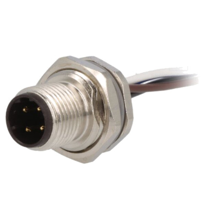 Conector: M12; soclu; PIN: 4; tată; 250V; drept; IP67; cabluri; 4A