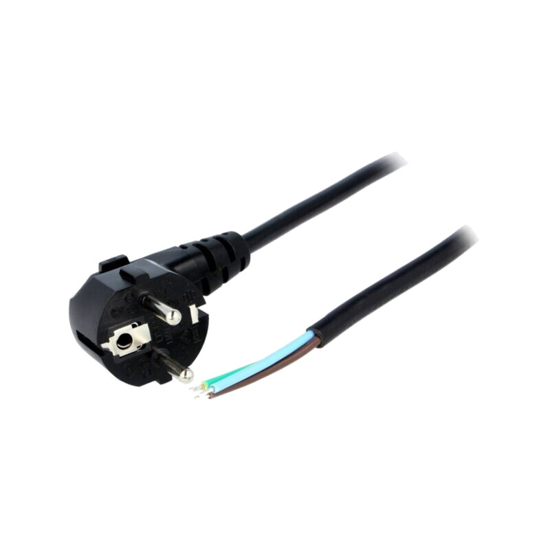 Cablu; 3x1mm2; CEE 7/7 (E/F) ştecăr în unghi,cabluri; PVC; 5m Cablu; 3x1mm2; CEE 7/7 (E/F) ştecăr în unghi,cabluri; PVC; 5m