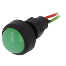 Lampă de control: LED; convex; verde; 12÷24VDC; 12÷24VAC; Ø13mm