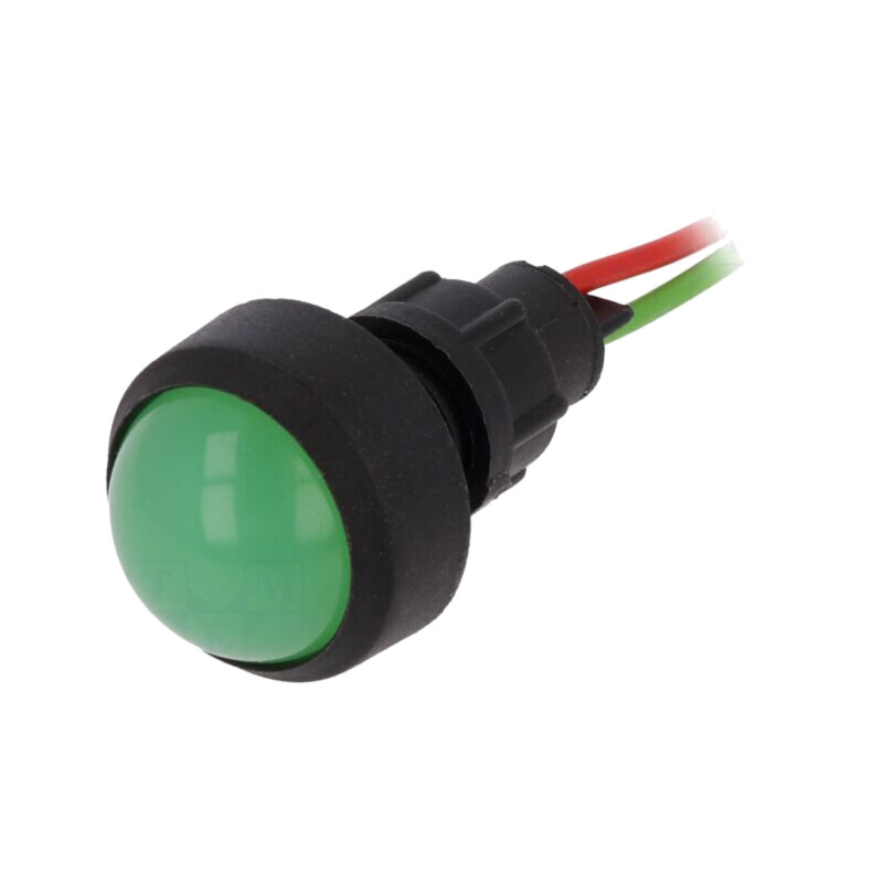 Lampă de control: LED; convex; verde; 12÷24VDC; 12÷24VAC; Ø13mm