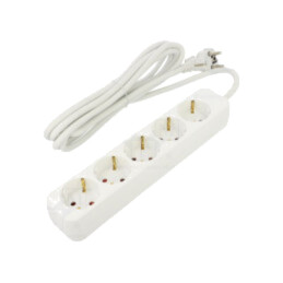 Prelungitor alimentare; 3x1mm2; Schuko; Prize: 5; gumă; alb; 3m; 10A