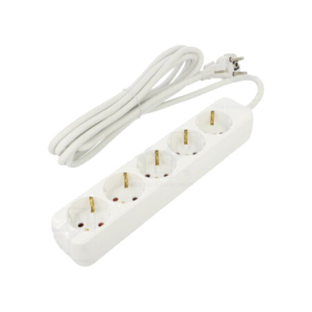 Prelungitor alimentare; 3x1mm2; Schuko; Prize: 5; gumă; alb; 3m; 10A