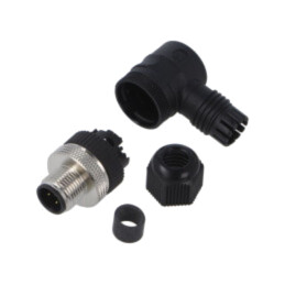 Conector: M12; mufă; tată; 4A; 125V; PIN: 3; IP67; în unghi; pe cablu