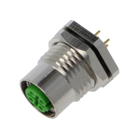 Conector: M12; soclu; mamă; 4A; 250V; PIN: 4; IP67; drept; THT