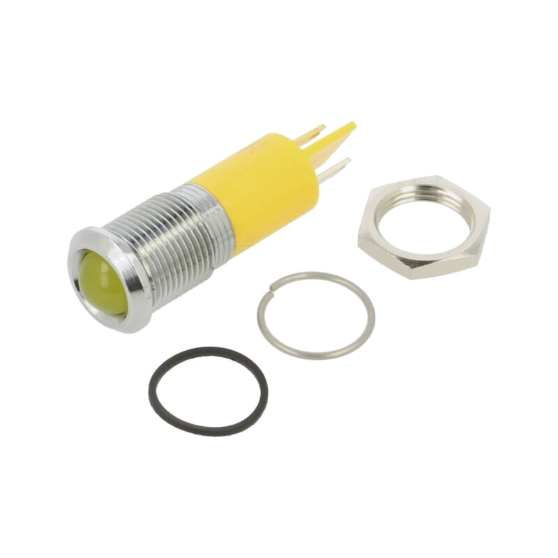 Lampă de control: LED; convex; galbenă; Ø14mm; IP67; Q14; alamă