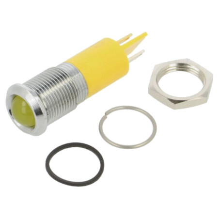 Lampă de control: LED; convex; galbenă; Ø14mm; IP67; Q14; alamă