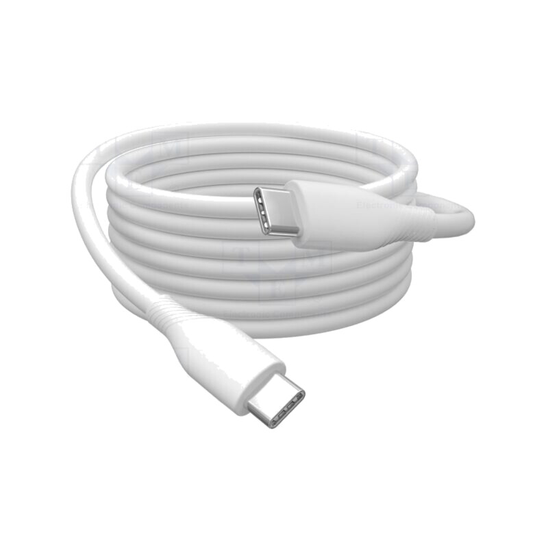 Cablu; USB 2.0; USB C mufă,din ambele părţi; nichelat; 2m; alb