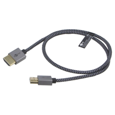 Cablu; HDMI mufă,din ambele părţi; PVC; textilă; 0,5m; argintie
