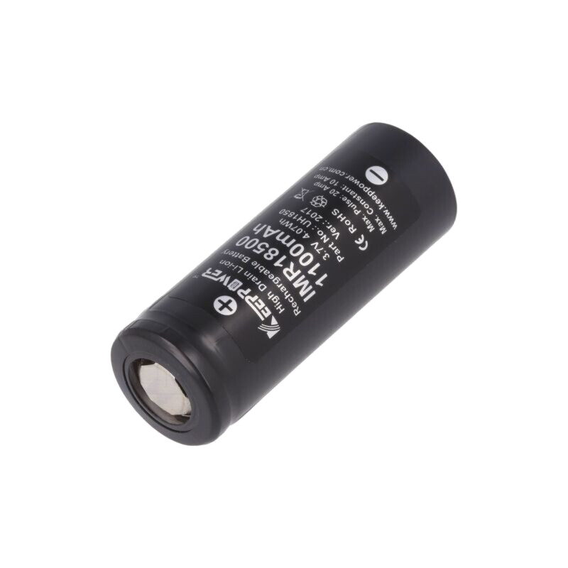 Acumul: Li-Ion; 18500; 3,7V; 1100mAh; Ø18,5x50mm; 10A Acumul: Li-Ion; 18500; 3,7V; 1100mAh; Ø18,5x50mm; 10A