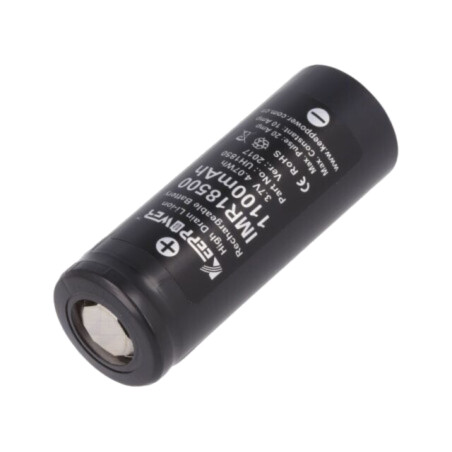 Acumul: Li-Ion; 18500; 3,7V; 1100mAh; Ø18,5x50mm; 10A