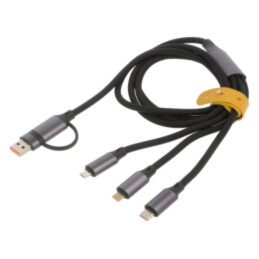 Cablu; USB 2.0; 1,5m; negru; silicon; 2,1A; Cablexpert