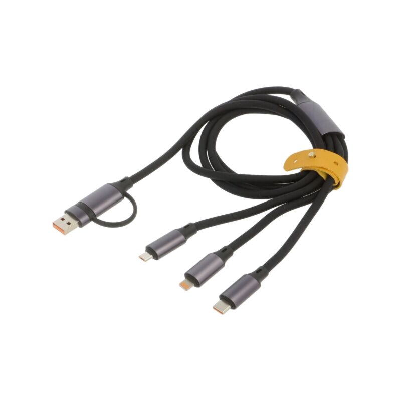 Cablu; USB 2.0; 1,5m; negru; silicon; 2,1A; Cablexpert