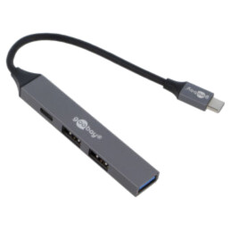 Hub USB; USB A soclu x3,USB C soclu,USB C mufă; PnP; gri; 5Gbps
