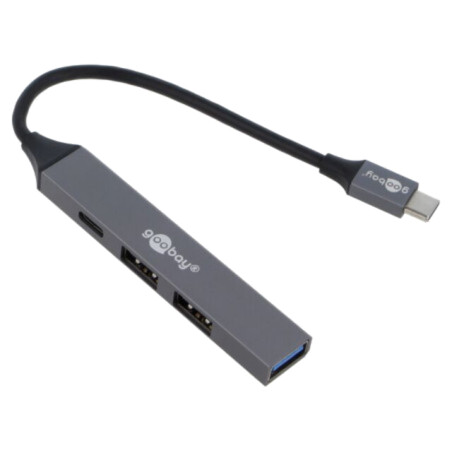 Hub USB; USB A soclu x3,USB C soclu,USB C mufă; PnP; gri; 5Gbps