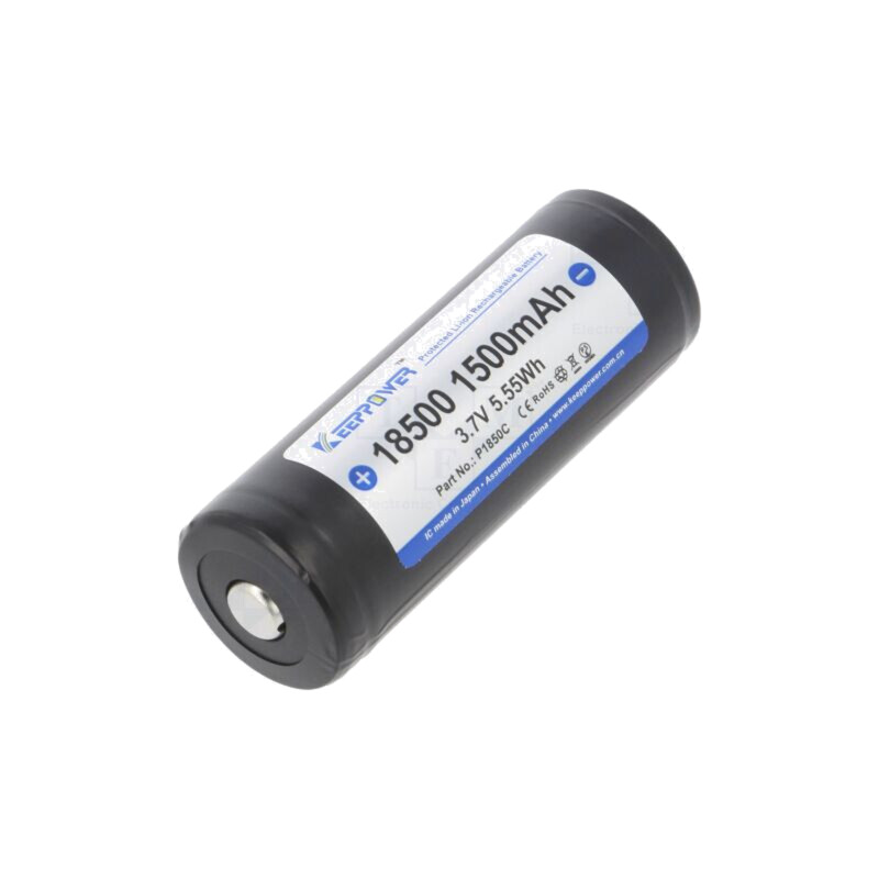 Acumul: Li-Ion; 18500; 3,7V; 1500mAh; Ø18,5x53mm; 3A Acumul: Li-Ion; 18500; 3,7V; 1500mAh; Ø18,5x53mm; 3A