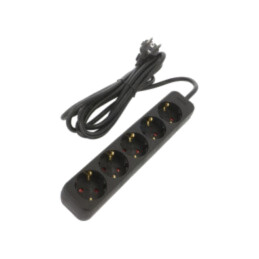 Prelungitor alimentare; 3x1mm2; Schuko; Prize: 5; gumă; negru; 3m