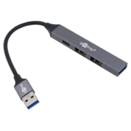 Hub USB; USB A soclu x3,USB A mufă,USB C soclu; PnP; gri; 5Gbps