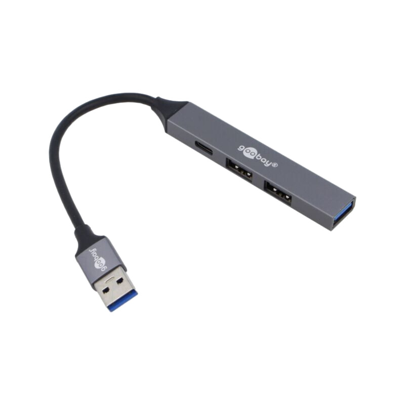 Hub USB; USB A soclu x3,USB A mufă,USB C soclu; PnP; gri; 5Gbps Hub USB; USB A soclu x3,USB A mufă,USB C soclu; PnP; gri; 5Gbps