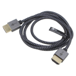Cablu; HDMI mufă,din ambele părţi; PVC; textilă; 1m; negru și gri