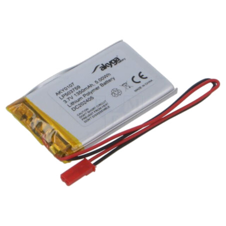 Acumul: Li-Po; 3,7V; 1350mAh; cabluri,contector JST SYP-02T-1