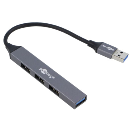Hub USB; USB A soclu x4,USB A mufă; USB 2.0,USB 3.2; PnP; gri